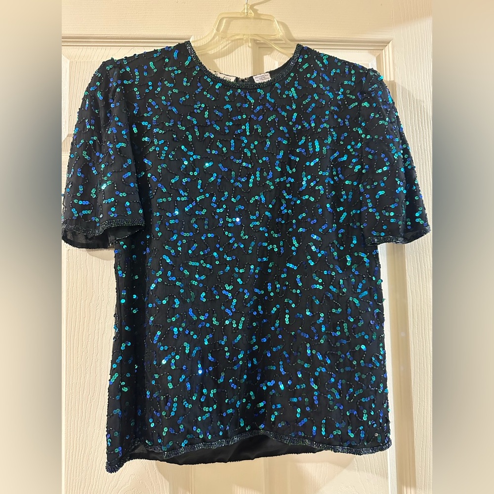 Sequin Embellished Black Blouse